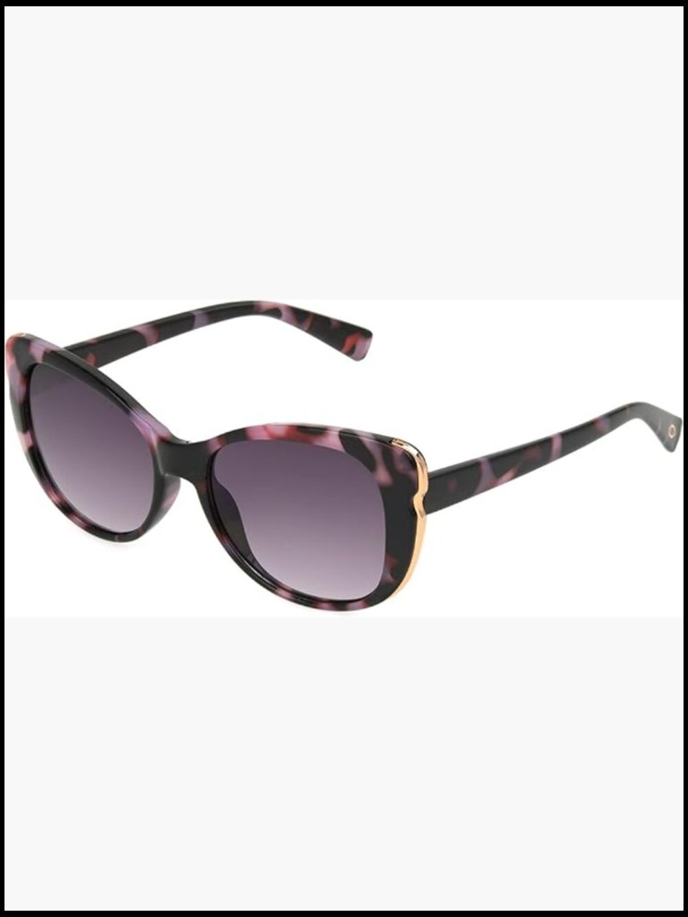 Cat-Eye Sunglasses with Metal Accents, Smoke Gray Gradient Lenses